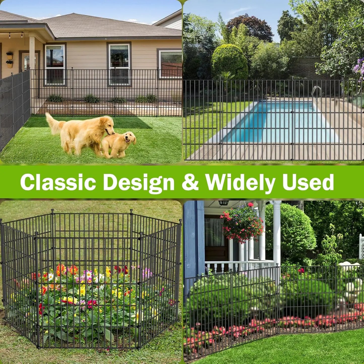 10-Panel No-Dig Metal Garden And Pet Fence
