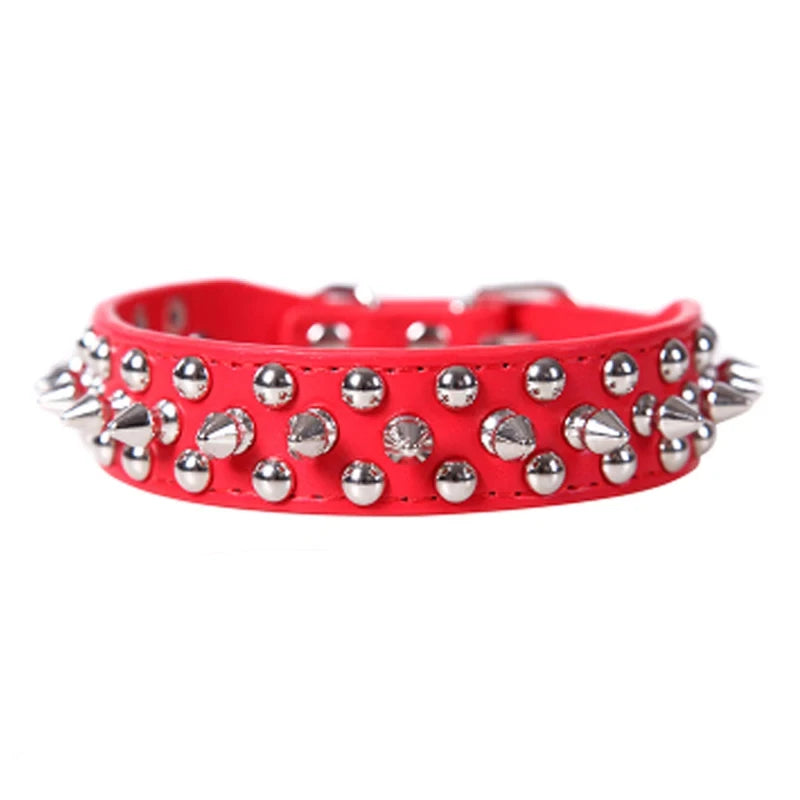 Adjustable Spiked Leather Pet Dog collar Neck Strap