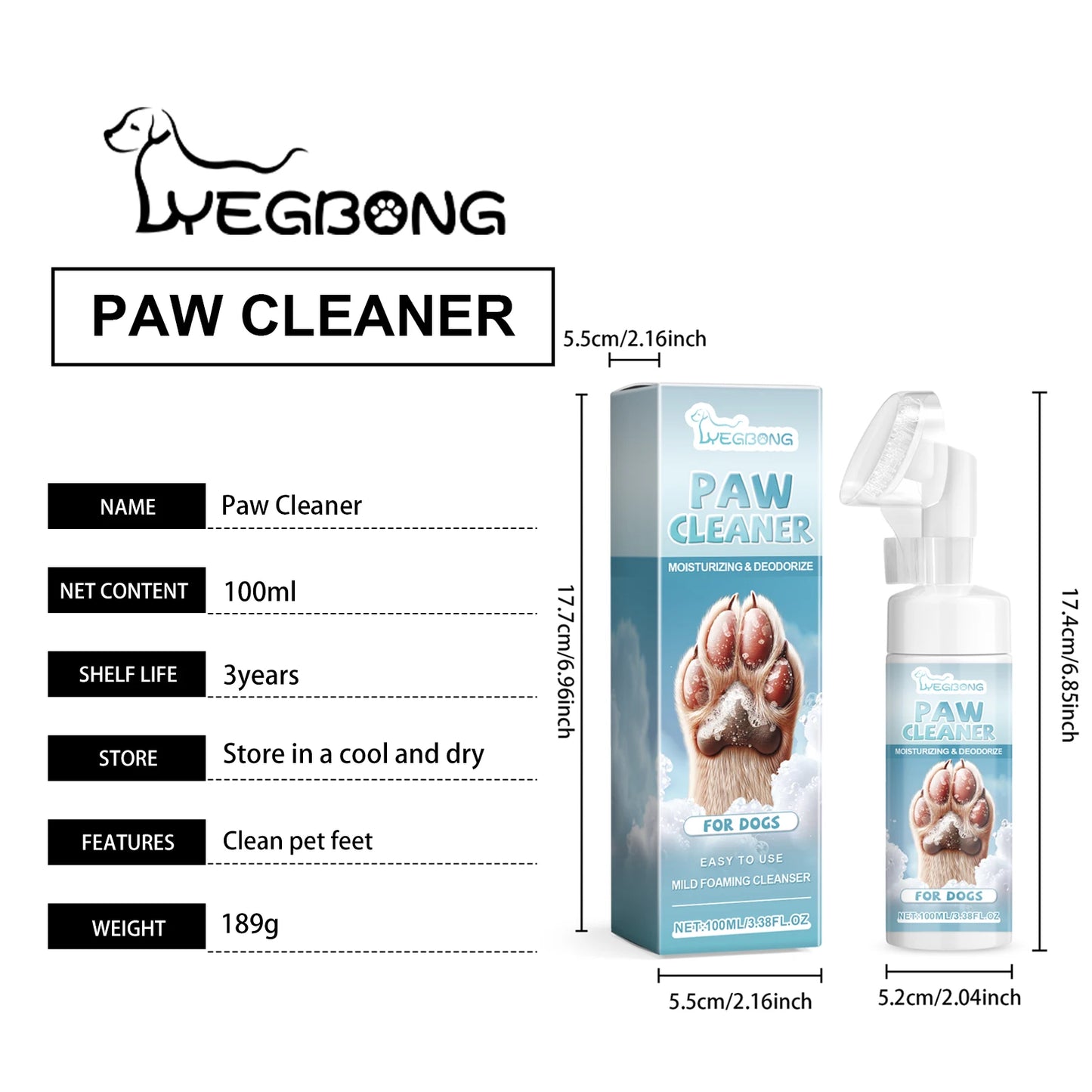 Pet Foot Cleansing Foam Mousse