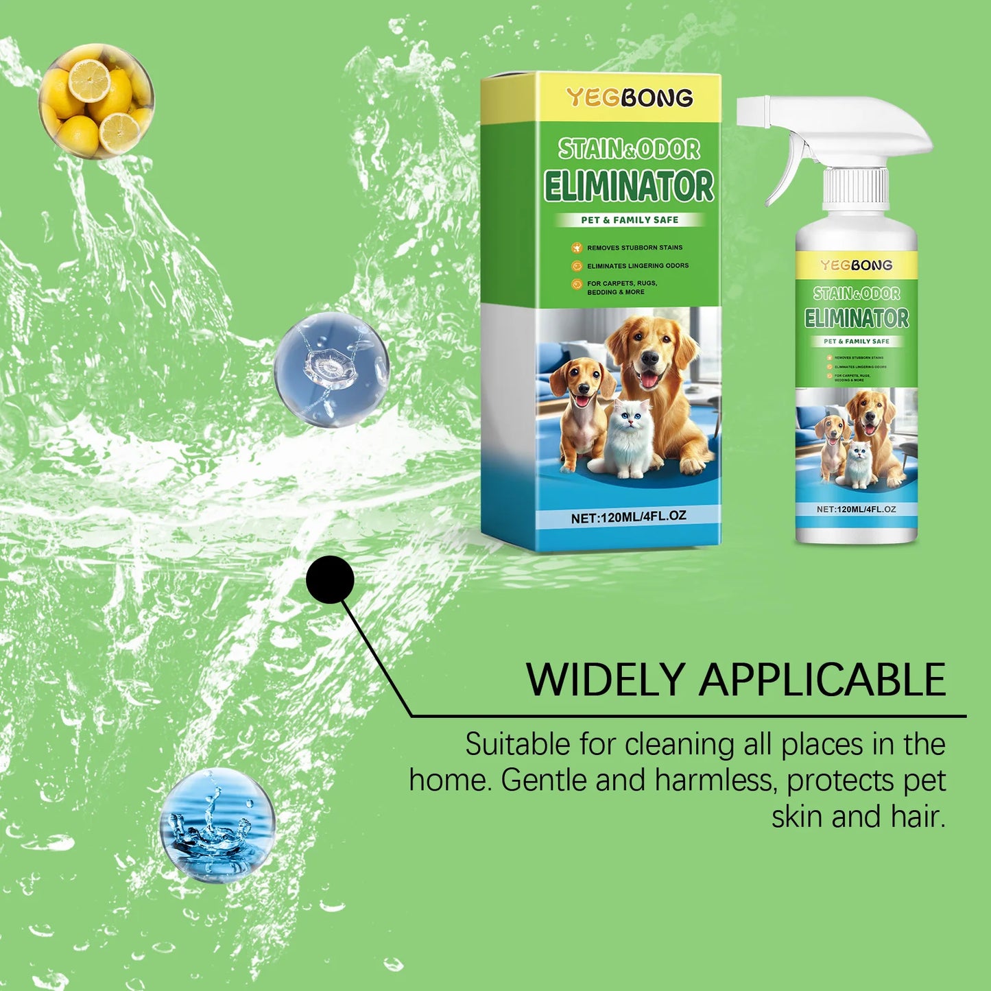 Pet Stain Cleaner Spray Quick Degreasing Eliminating Bad Odor