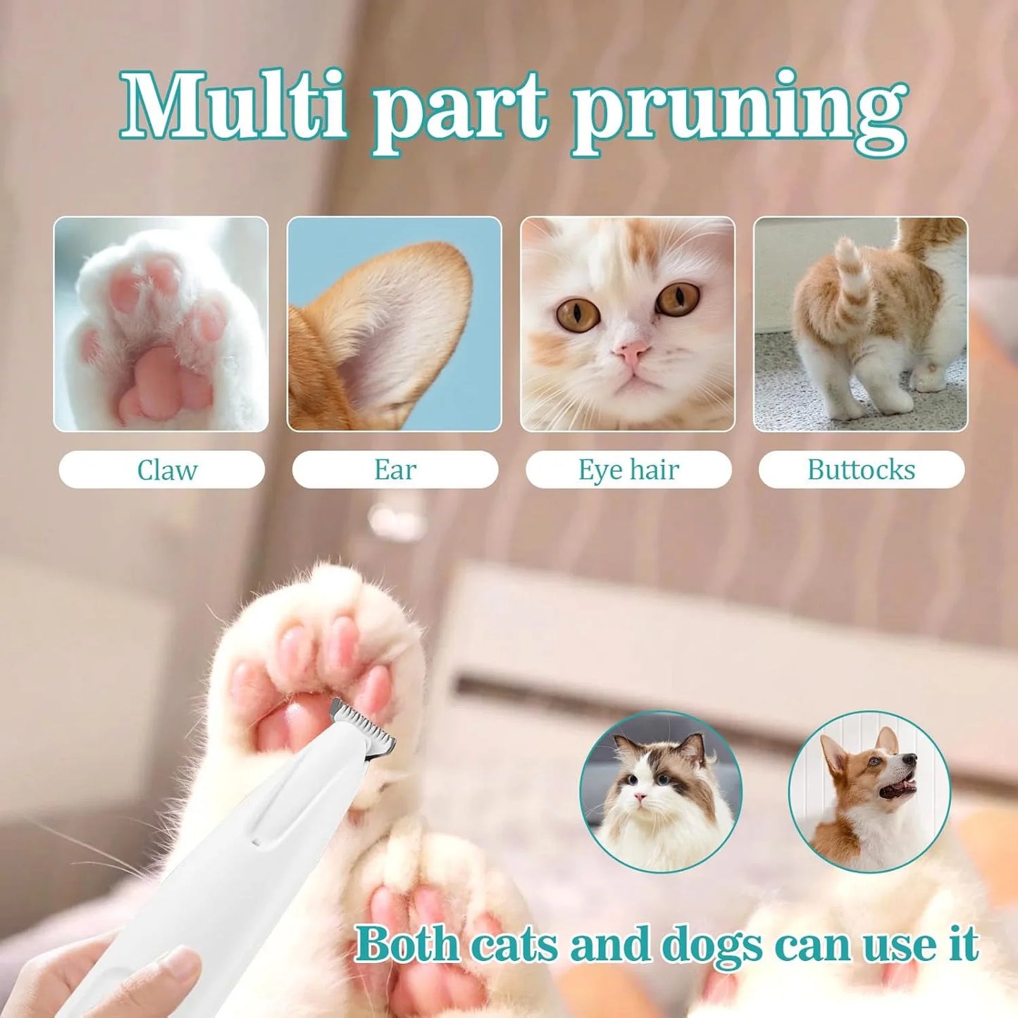 Cat Dog Paw Trimmer, Rechargeable