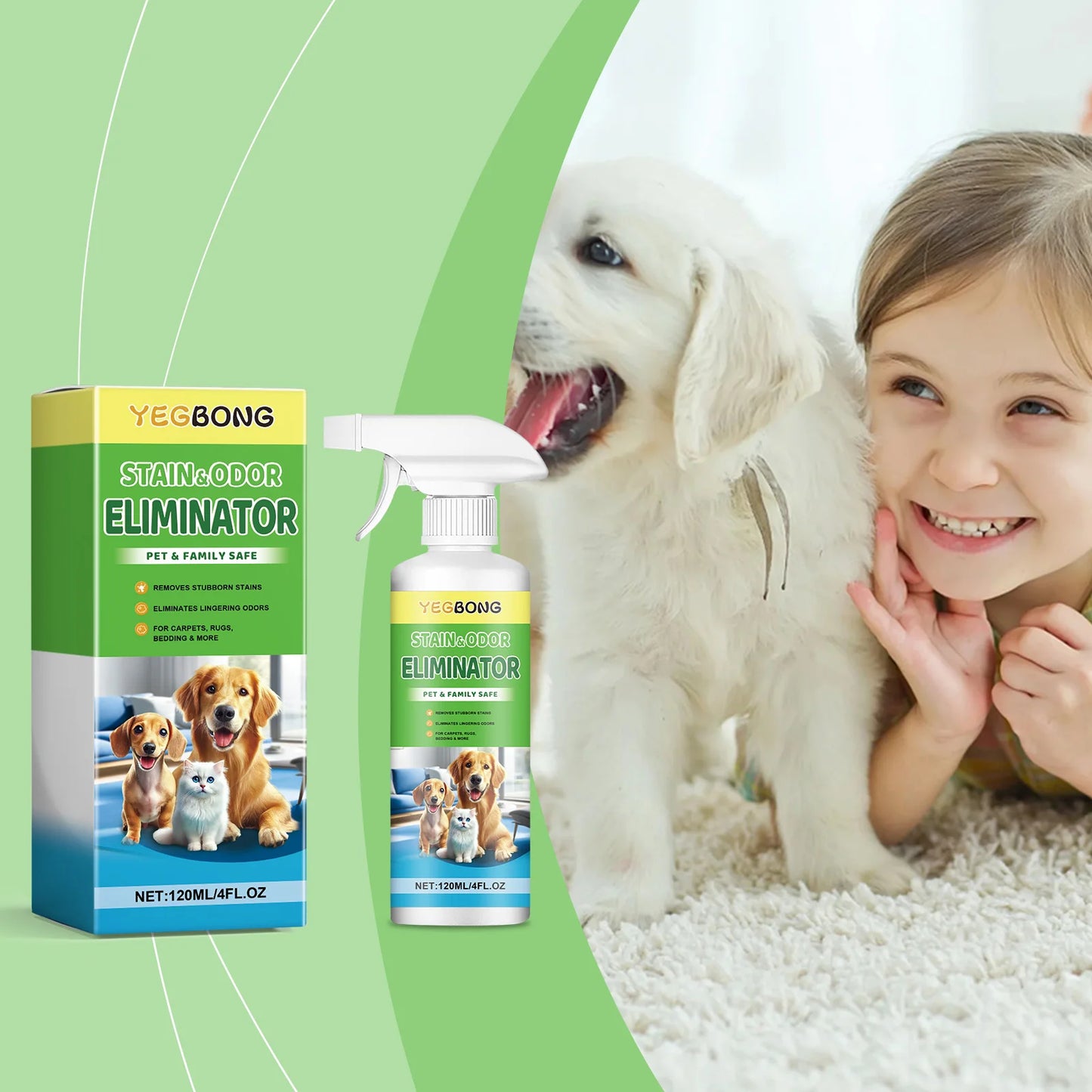 Pet Stain Cleaner Spray Quick Degreasing Eliminating Bad Odor