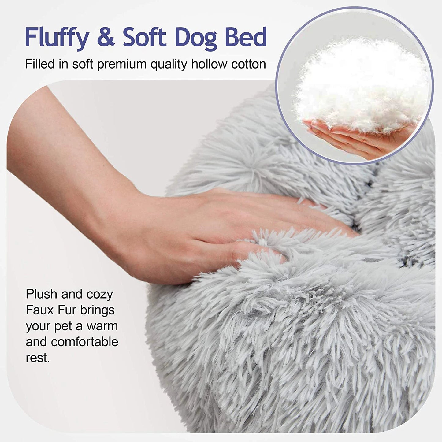 Donut Dog Bed Warm, Plush Pet bed, Calming Beds
