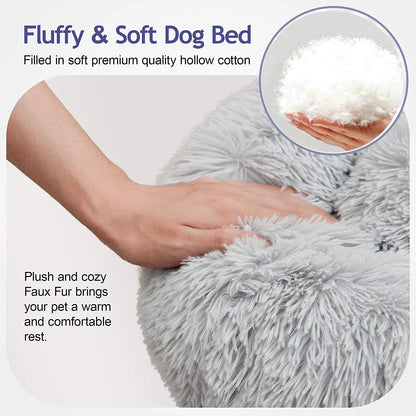 Donut Dog Bed Warm, Plush Pet bed, Calming Beds