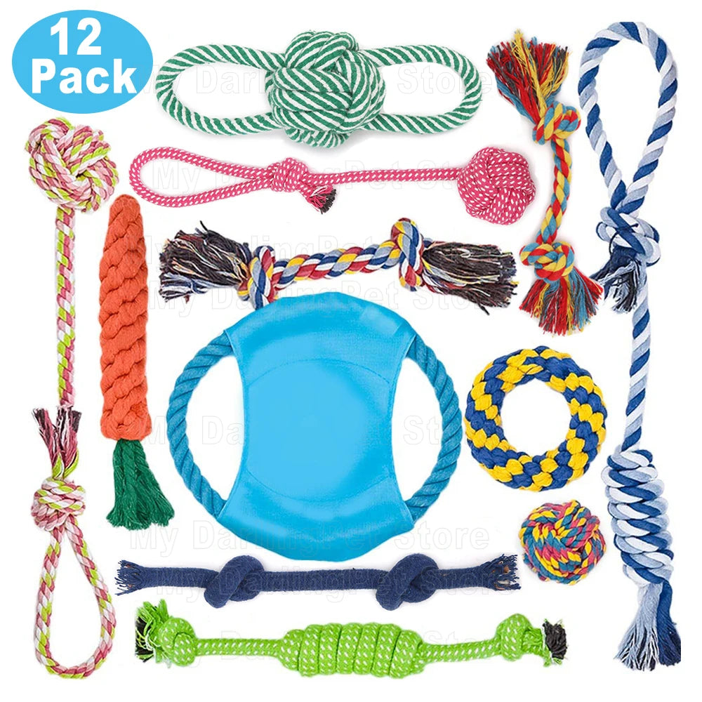 12Pcs Large Dog Toy Sets Chew Rope