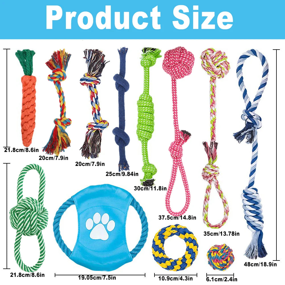 12Pcs Large Dog Toy Sets Chew Rope