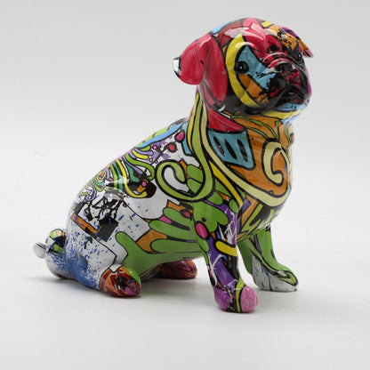 Graffiti Simple Creative Pug Painted Statue