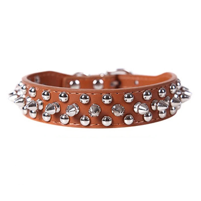 Adjustable Spiked Leather Pet Dog collar Neck Strap