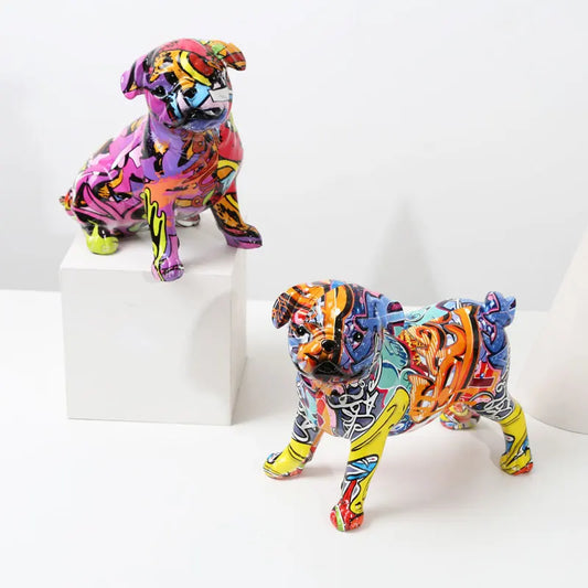 Graffiti Simple Creative Pug Painted Statue