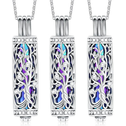 3PCS Cylinder Cremation Jewelry Tree of Life Urn Ashes Necklace for Women Men Cremation Ash Pendant Loved One Memorial Jewelry