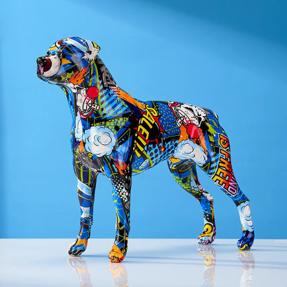Colorful Art Animal Rottweiler Statue