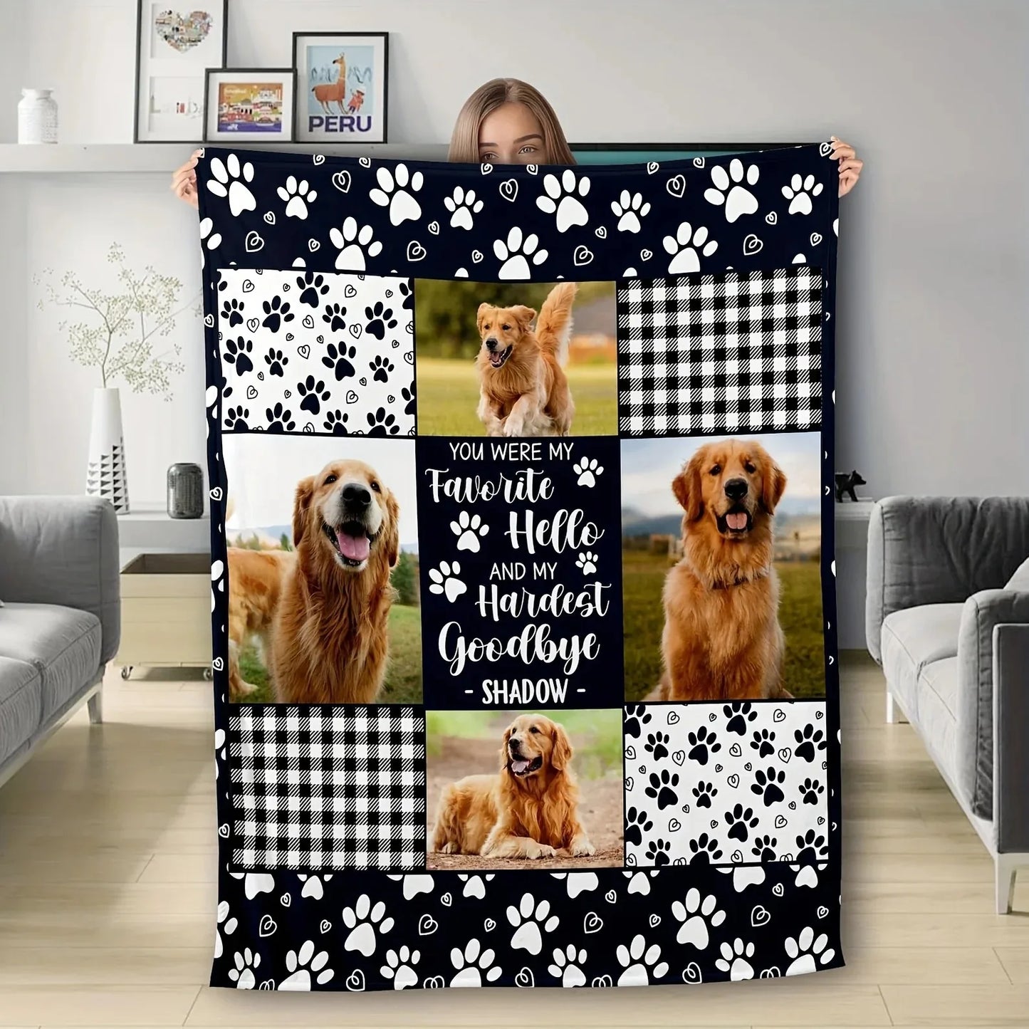 1pc Personalized Pet Photo Blanket