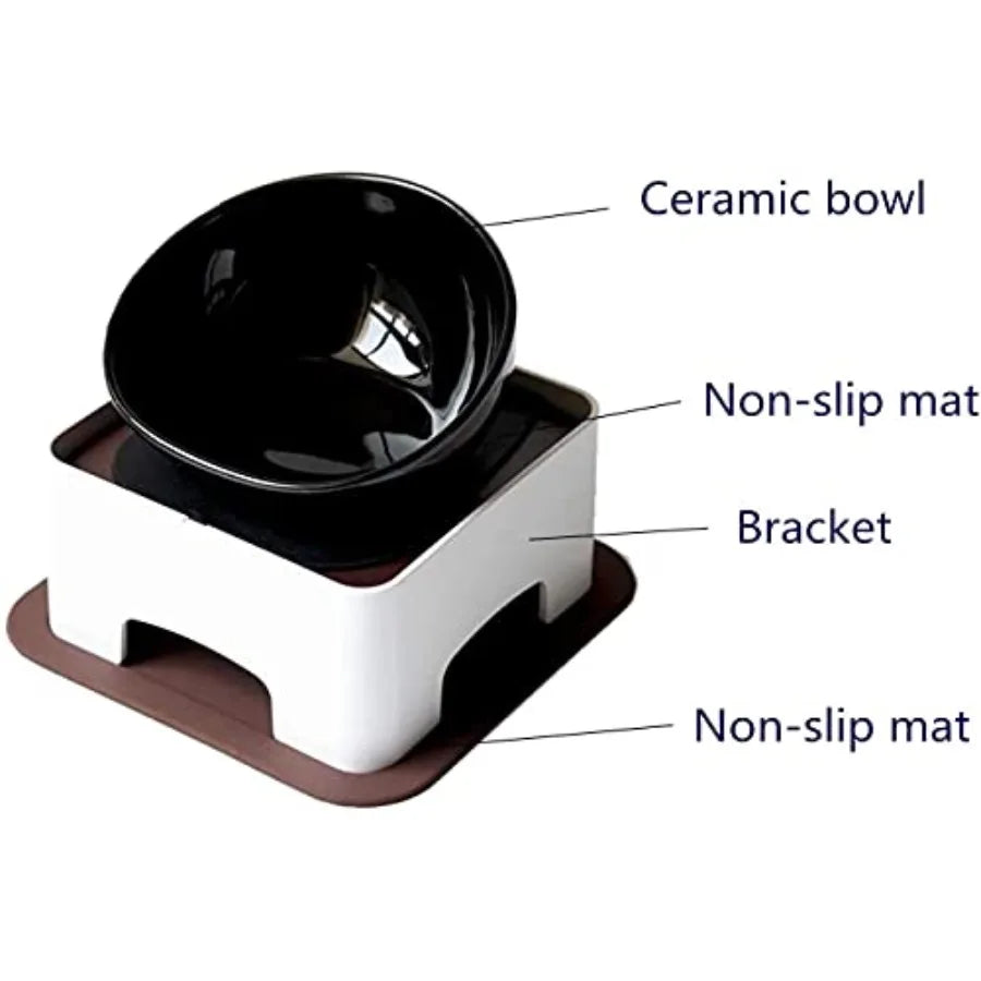 Ceramic Bulldog Dog Feeding - Tilted Pet Feeder