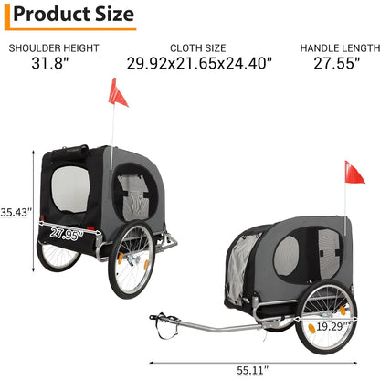 Steel Dog Bike Trailer with Universal Bicycle Coupler