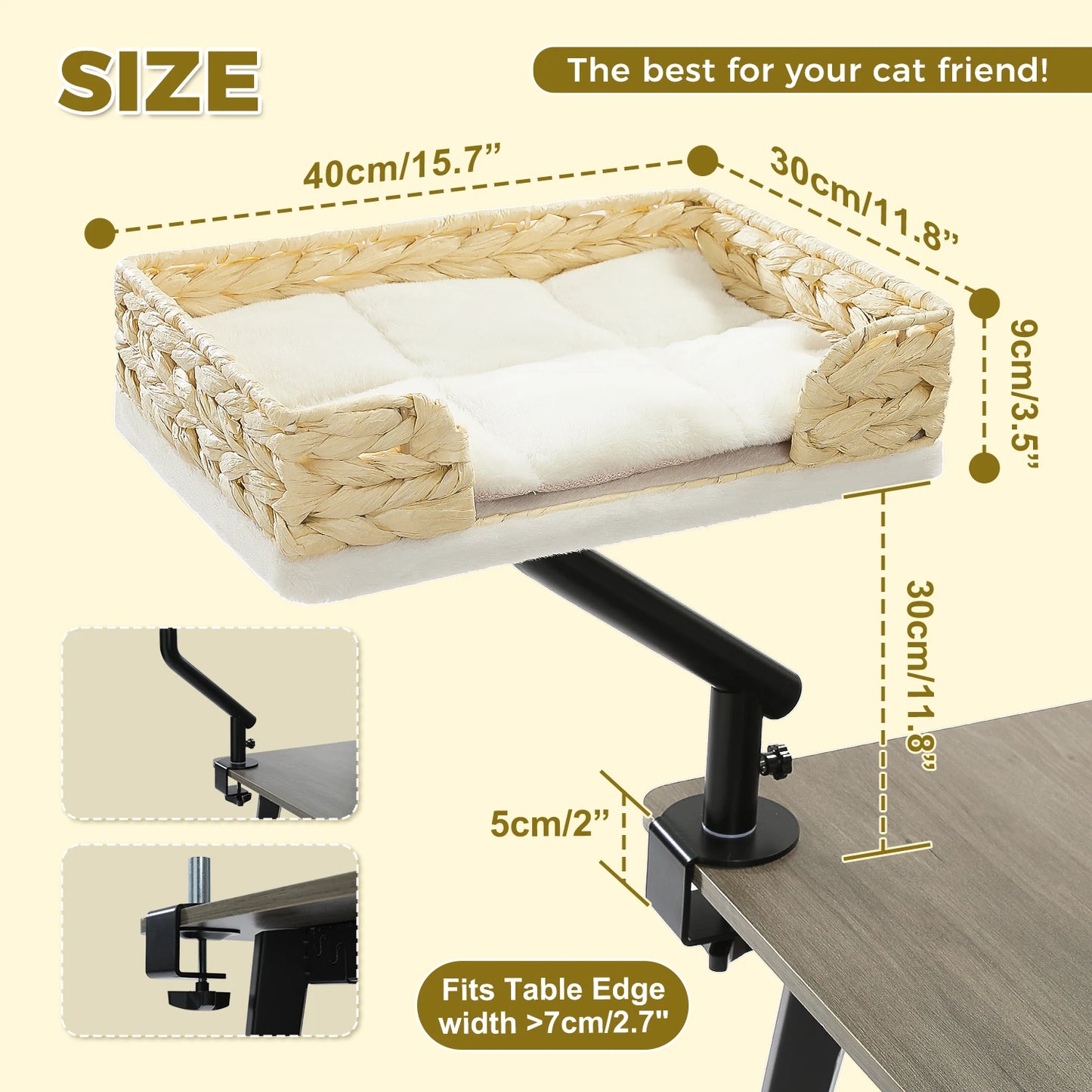 Cat Desk Bed, 360° Rotatable Bed Stand
