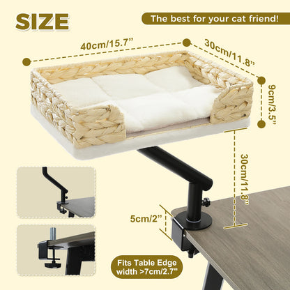 Cat Desk Bed, 360° Rotatable Bed Stand