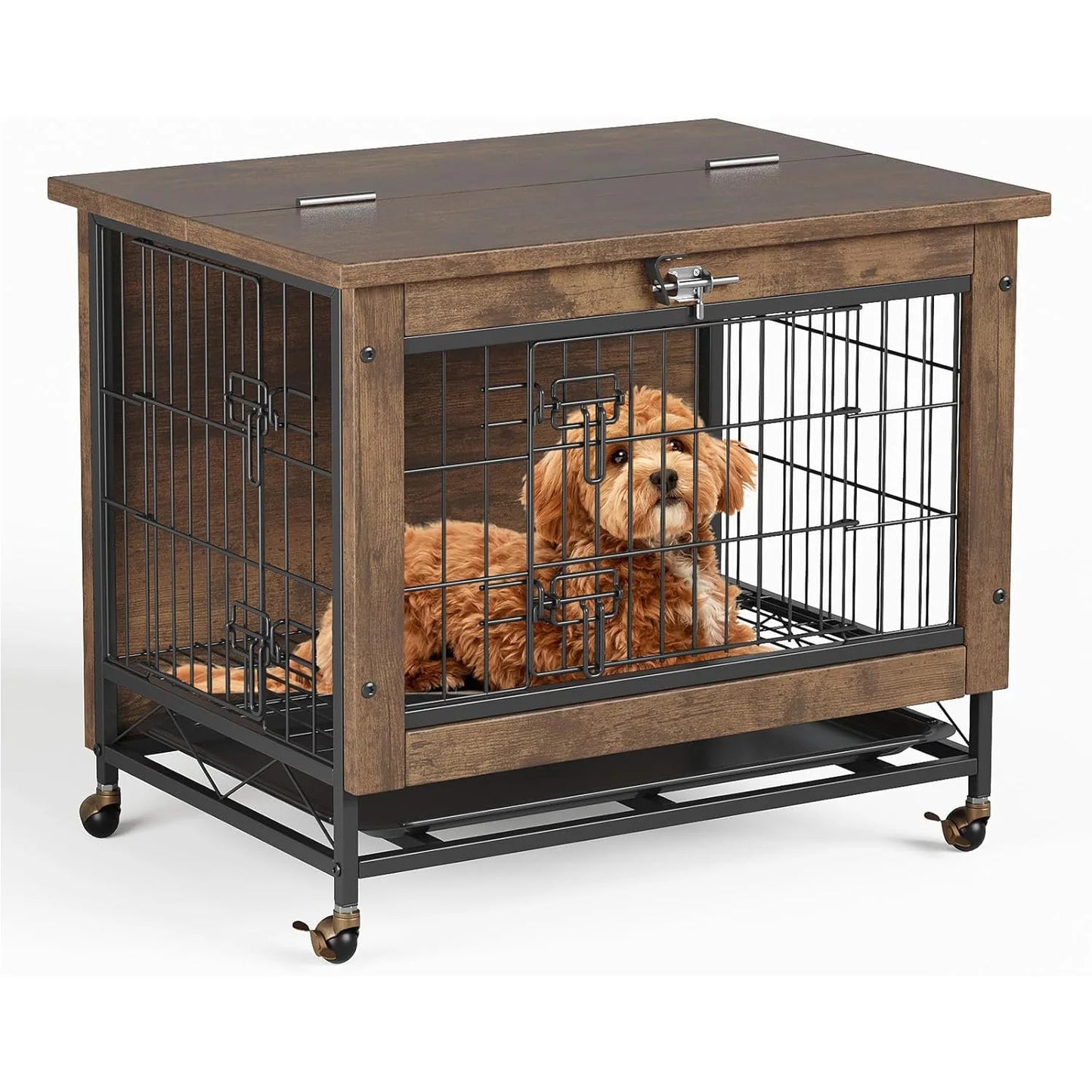Rustic Crate Furniture with Wheels  Anti-Chew Pet Kennel