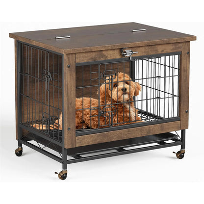 Rustic Crate Furniture with Wheels  Anti-Chew Pet Kennel