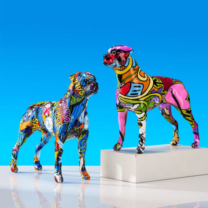 Colorful Art Animal Rottweiler Statue