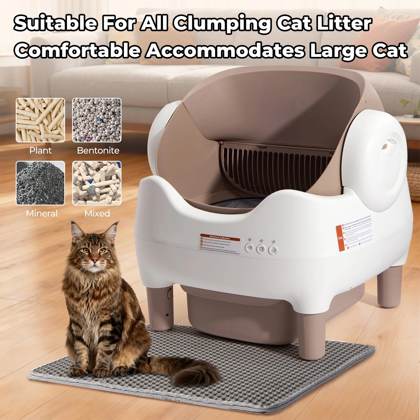 Automatic Self Cleaning Cat Litter Box with APP Control
