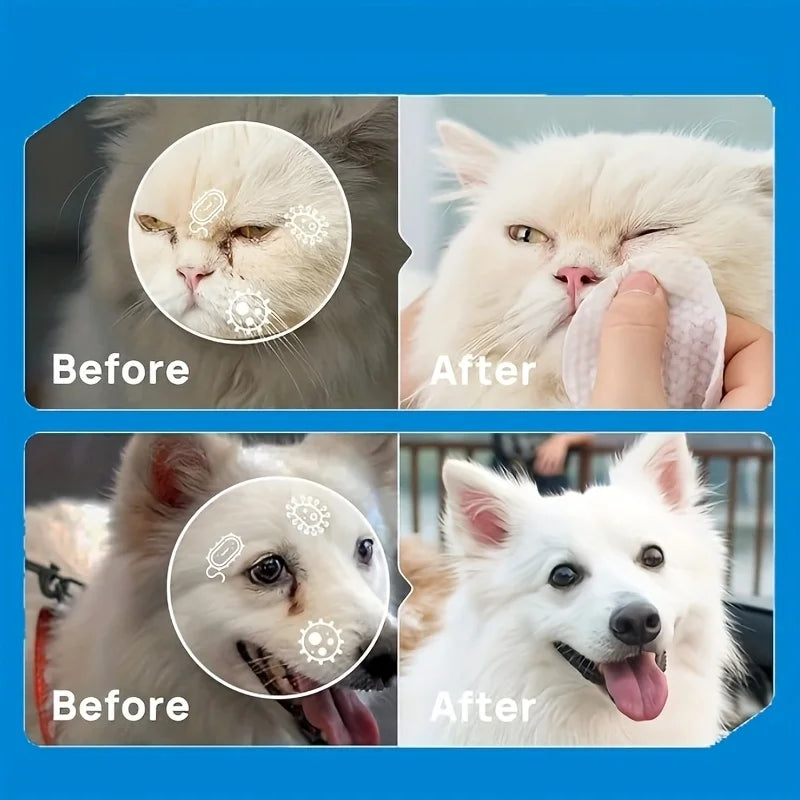 200pcs Pet Eye Wet Wipes, Eyes Wipes For Dogs & Cats