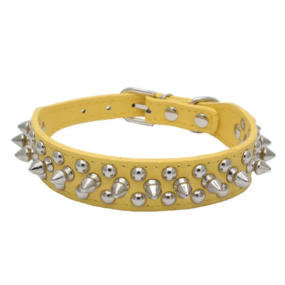 Adjustable Spiked Leather Pet Dog collar Neck Strap