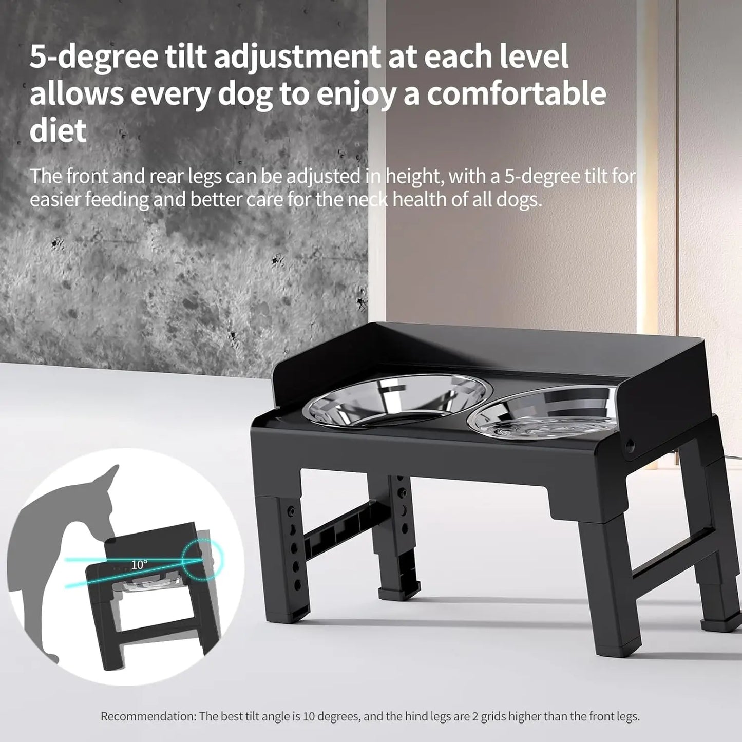 Adjustable Height Tiltable Dog Feeder