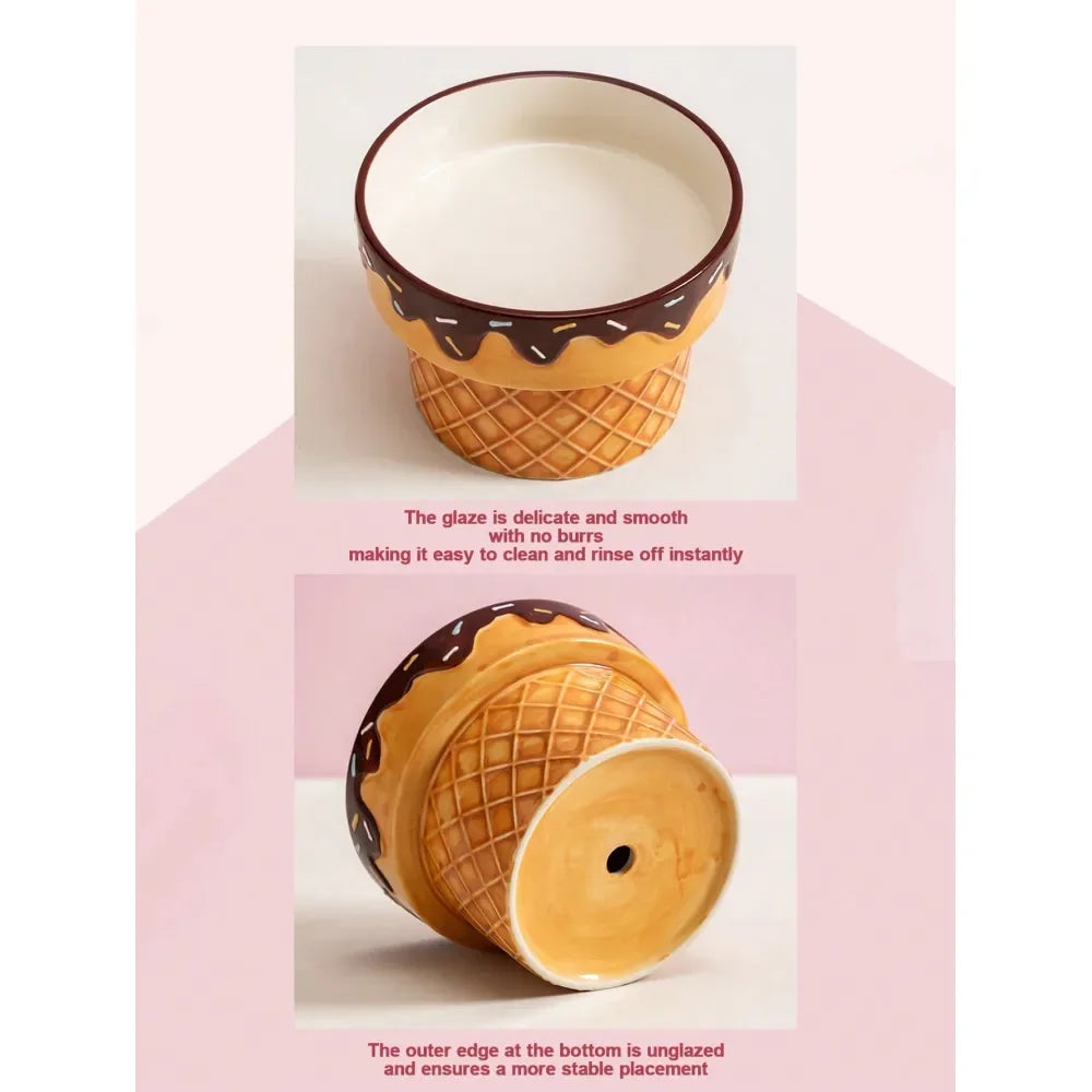 Elevated Dog Bowl For Neck Pain, Ice Cream Design