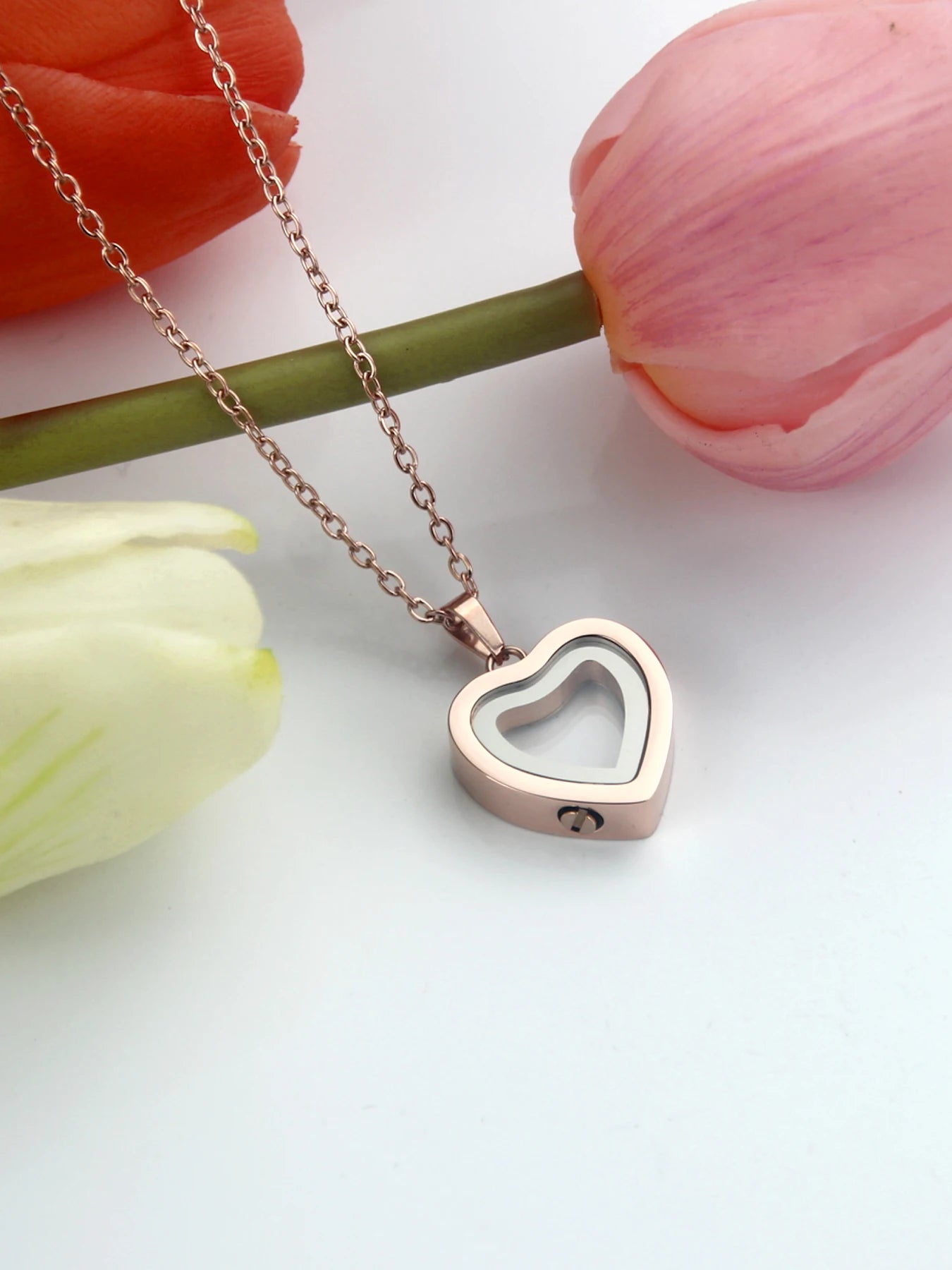 Glass Cremation Jewelry Necklace For Ashes Heart Memorial Lockets