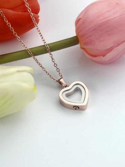Glass Cremation Jewelry Necklace For Ashes Heart Memorial Lockets