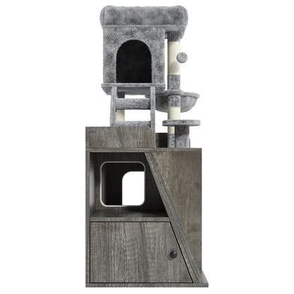 Litter Box Enclosure with Cat Tree, Hidden Litter Box