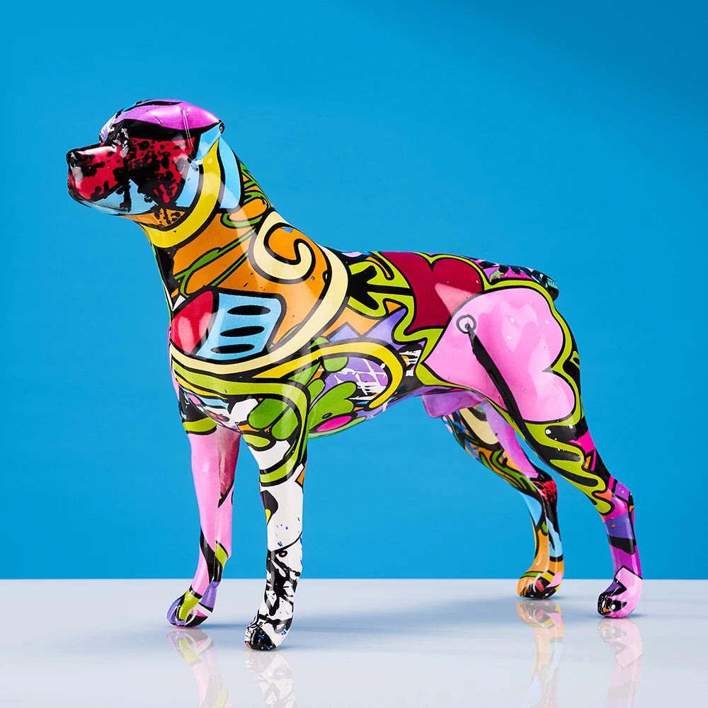 Colorful Art Animal Rottweiler Statue