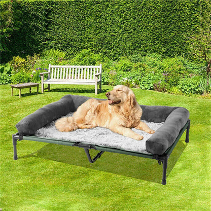 XXL XL Large Dog Bed Outdoor Raised Dog Bed with Cooling Breathable Mat