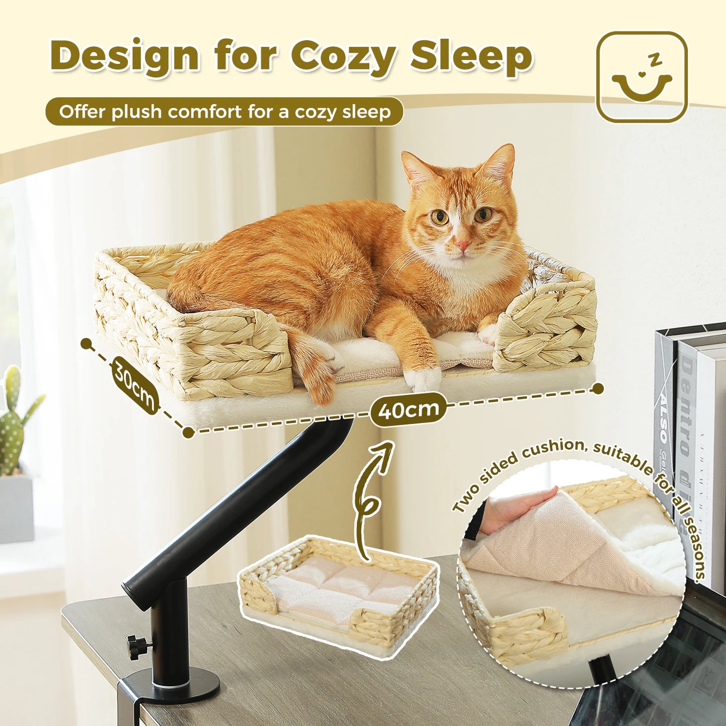 Cat Desk Bed, 360° Rotatable Bed Stand