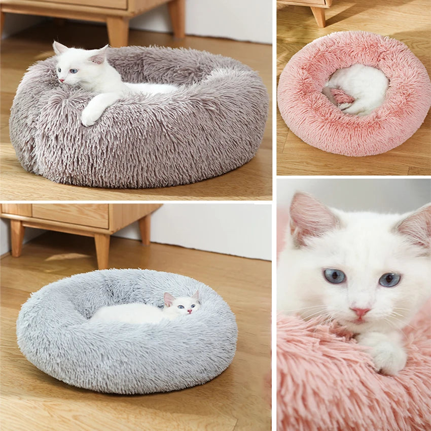 Donut Dog Bed Warm, Plush Pet bed, Calming Beds