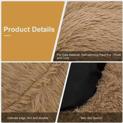 Donut Dog Bed Warm, Plush Pet bed, Calming Beds