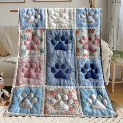 Multi-Color Paw Print Blanket