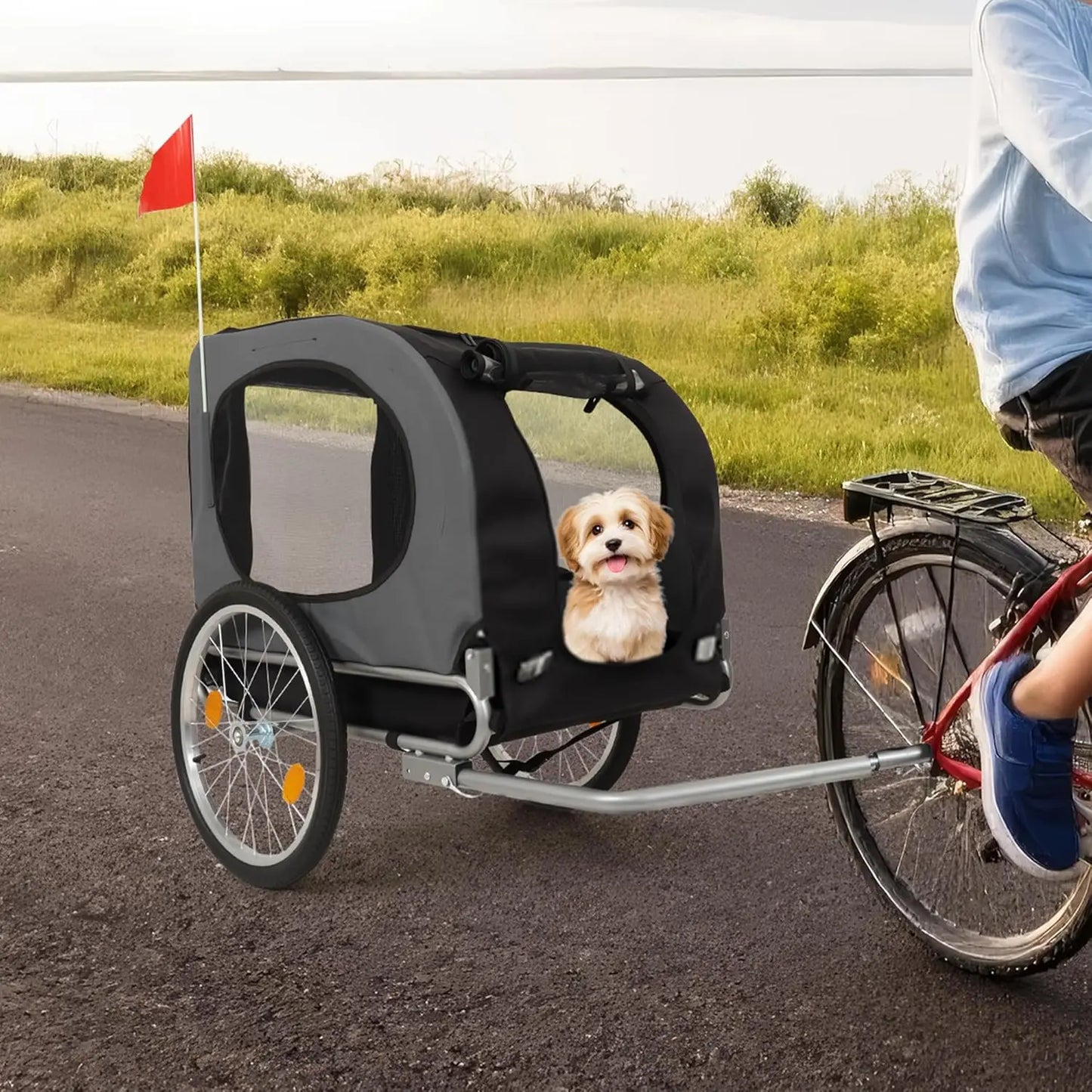 Steel Dog Bike Trailer with Universal Bicycle Coupler