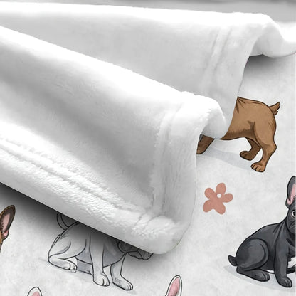 Cartoon French Bulldog Throw Blanket