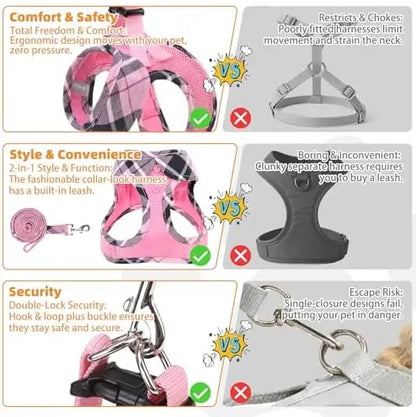 Dog Harness & Leash Set – Soft Mesh Padded Vest