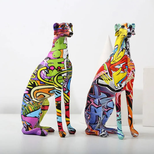 Painted Colorful Greyhound Statue