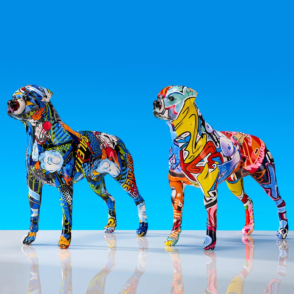 Colorful Art Animal Rottweiler Statue