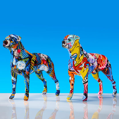 Colorful Art Animal Rottweiler Statue