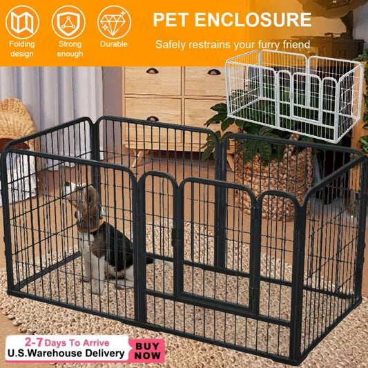 6 Panel Heavy Duty Portable Playpen, Kennel with Door