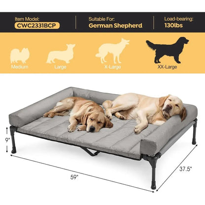 Cooling Elevated Dog Bed Add Removable Waterproof Bolster Cushion Mat,
