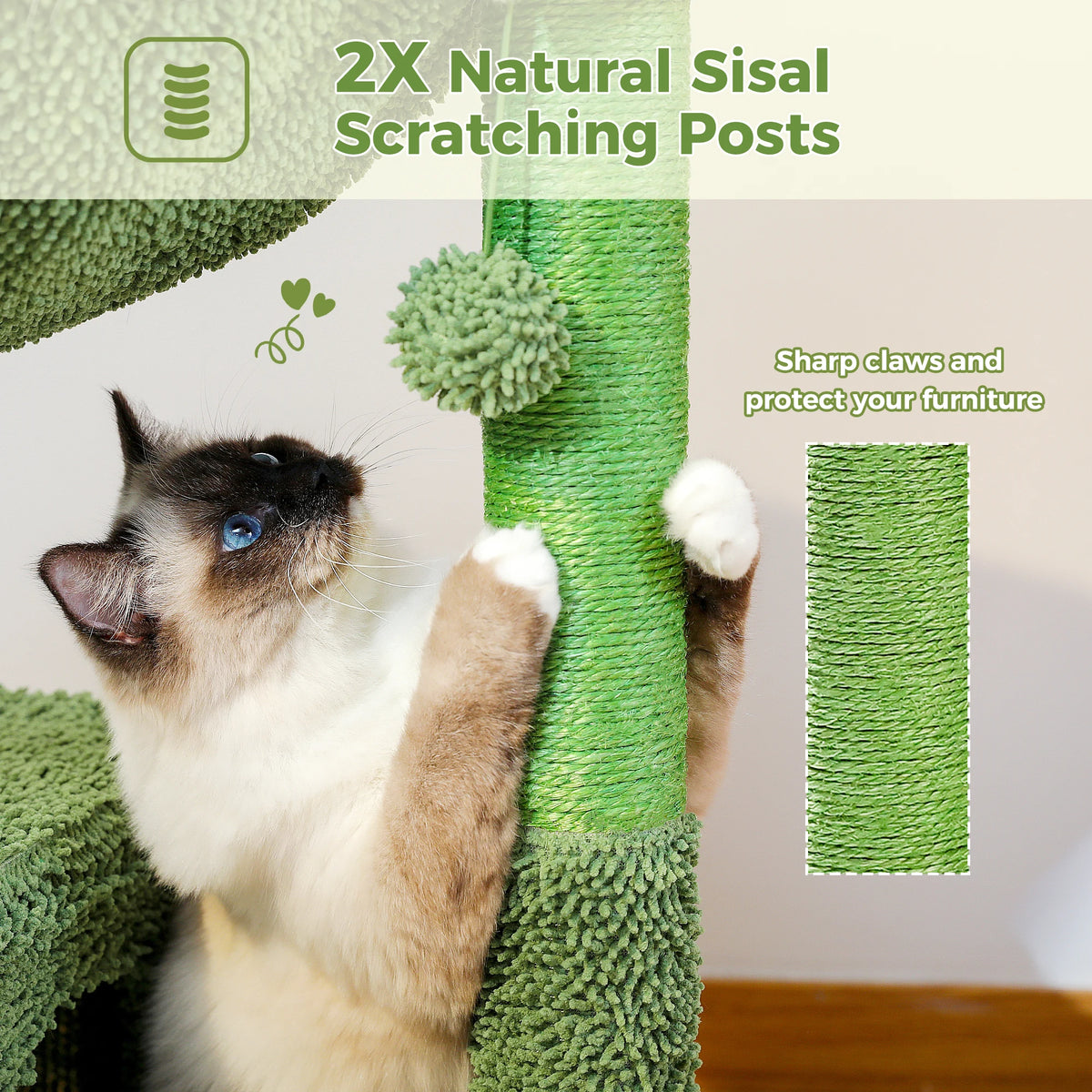 Cactus Cat Tree with Large Condo, Hammock
