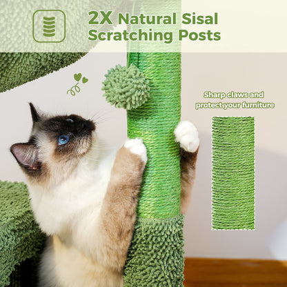 Cactus Cat Tree with Large Condo, Hammock