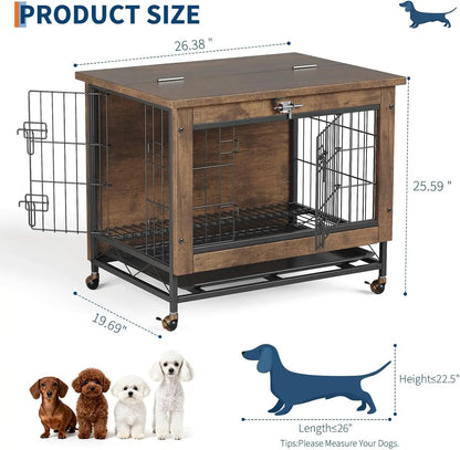 Rustic Crate Furniture with Wheels  Anti-Chew Pet Kennel