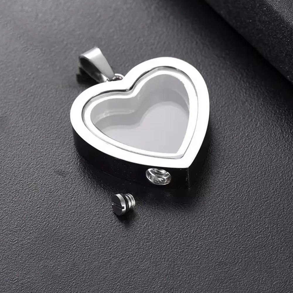 Glass Cremation Jewelry Necklace For Ashes Heart Memorial Lockets