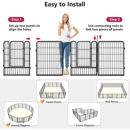 Dog Playpen 30 Panels Portable Pet Fence Outdoor